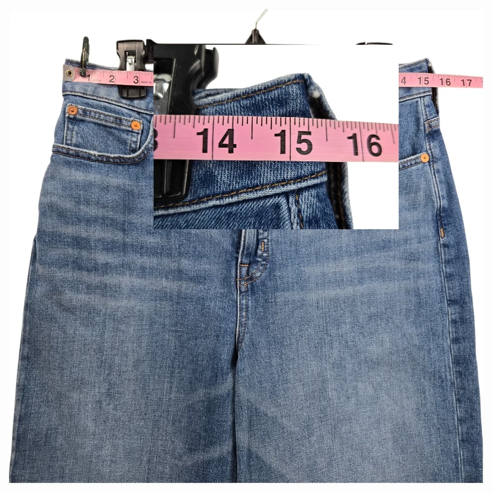 Madewell Curvy Slim Wide-Leg Cropped Blue Jeans 29 Tall - Picture 12 of 15